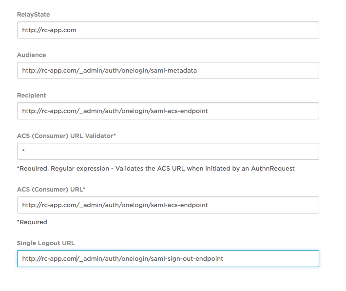 OneLogin SAML setup example