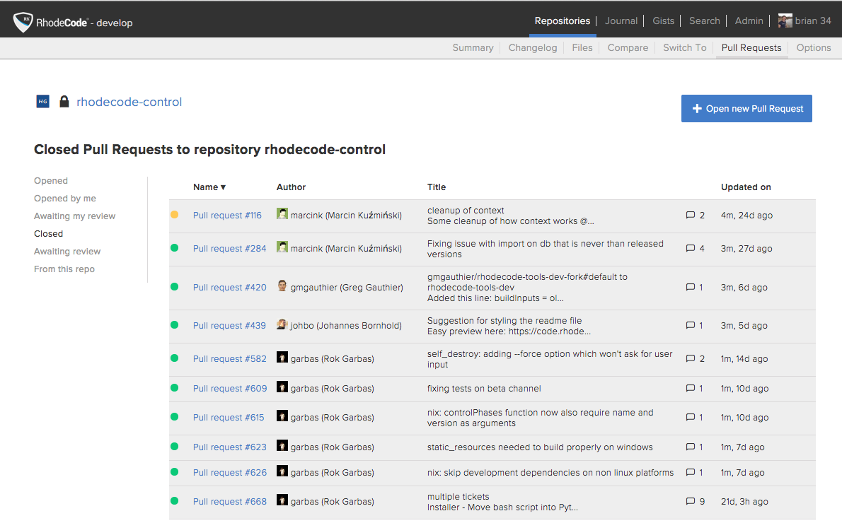 pull request dashboard