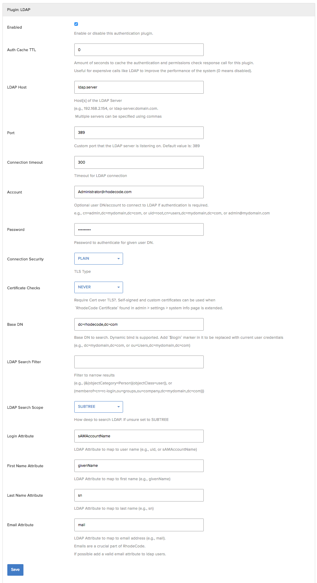 LDAP/AD setup example