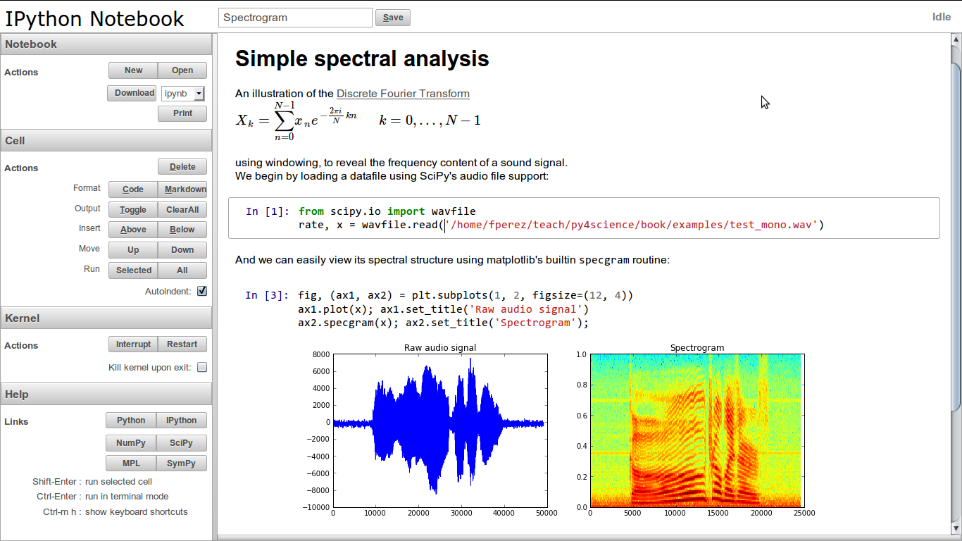 The IPython notebook with embedded text, code, math and figures.