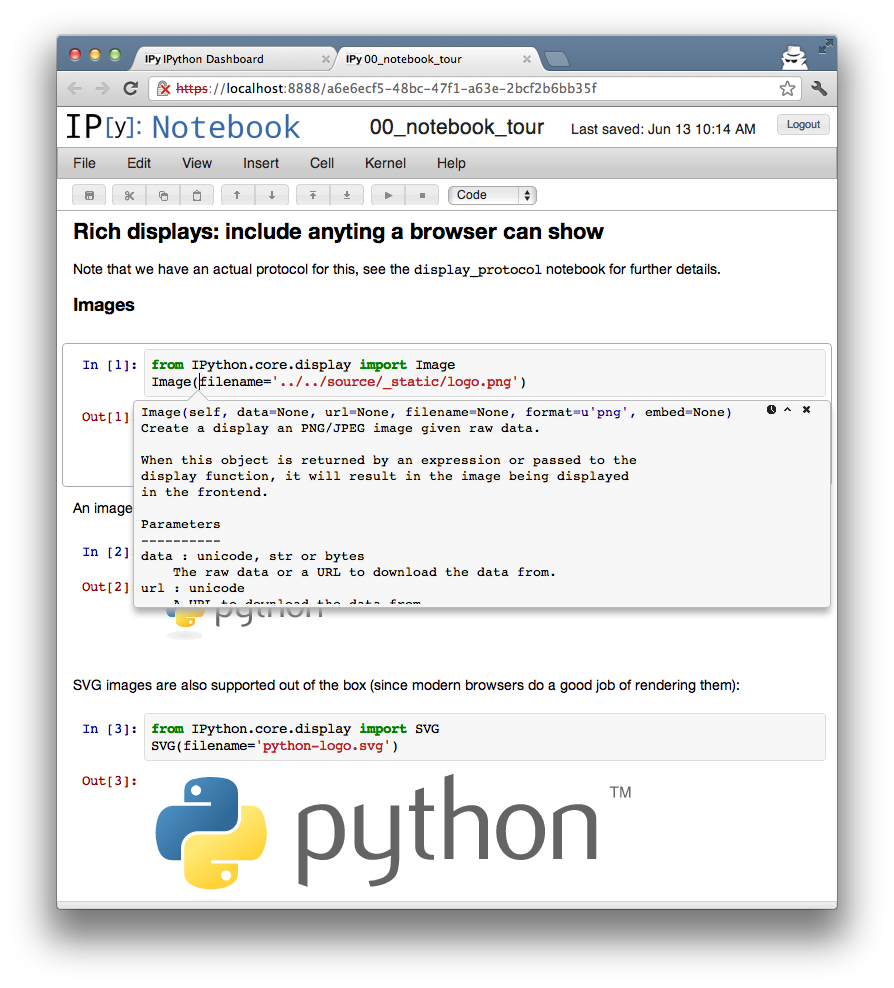 Improved tooltips in the notebook.