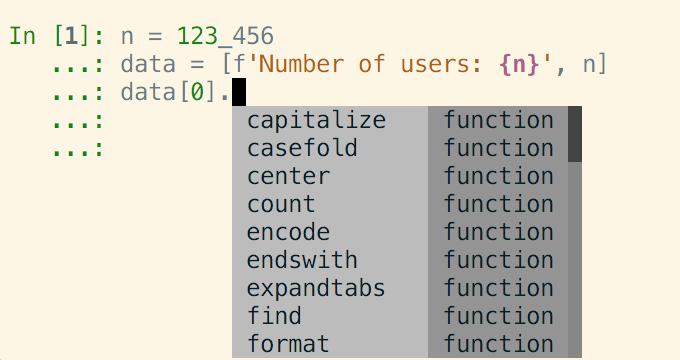 Jedi showing ability to do type inference